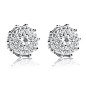 Spike Cut Circle 925 Sterling Silver Cluster Round Stud Screw Back Earrings
